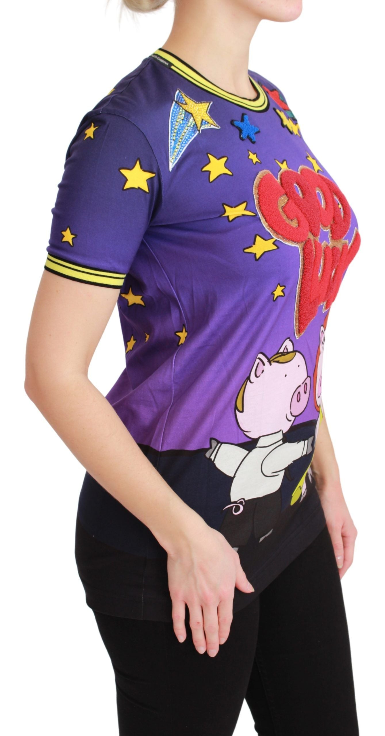 Dolce &amp; Gabbana T-shirt violet en coton ANNÉE DU COCHON