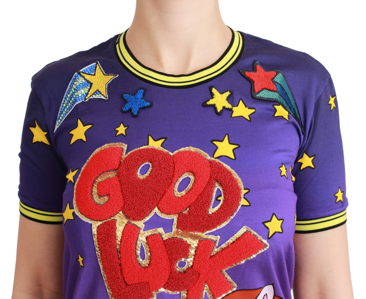 Dolce &amp; Gabbana T-shirt violet en coton ANNÉE DU COCHON