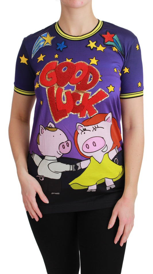 Dolce &amp; Gabbana T-shirt violet en coton ANNÉE DU COCHON