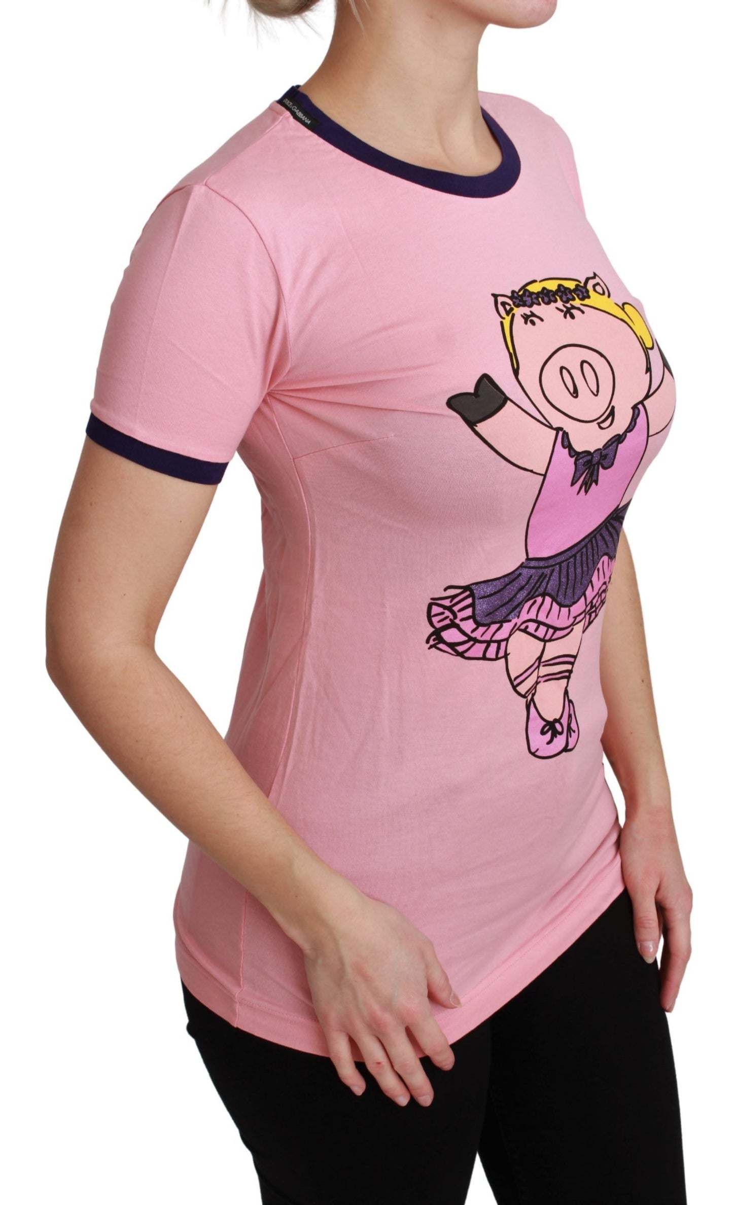 Dolce &amp; Gabbana Pink YEAR OF THE PIG Top Baumwoll-T-Shirt