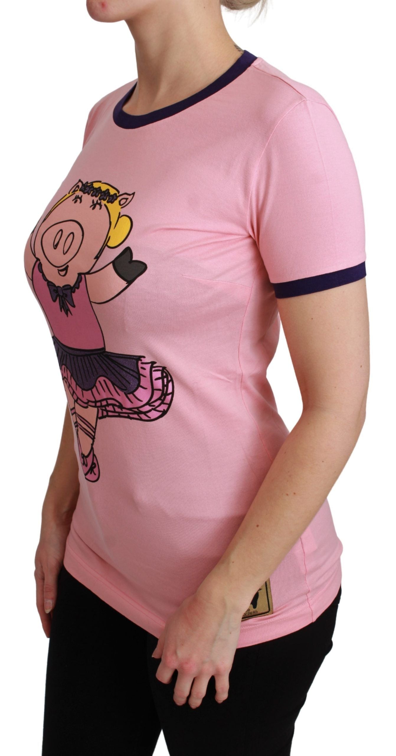 Dolce &amp; Gabbana Pink YEAR OF THE PIG Top Baumwoll-T-Shirt