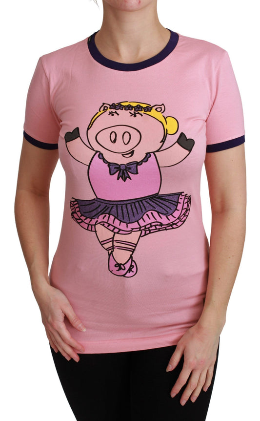 Dolce &amp; Gabbana Pink YEAR OF THE PIG Top Baumwoll-T-Shirt