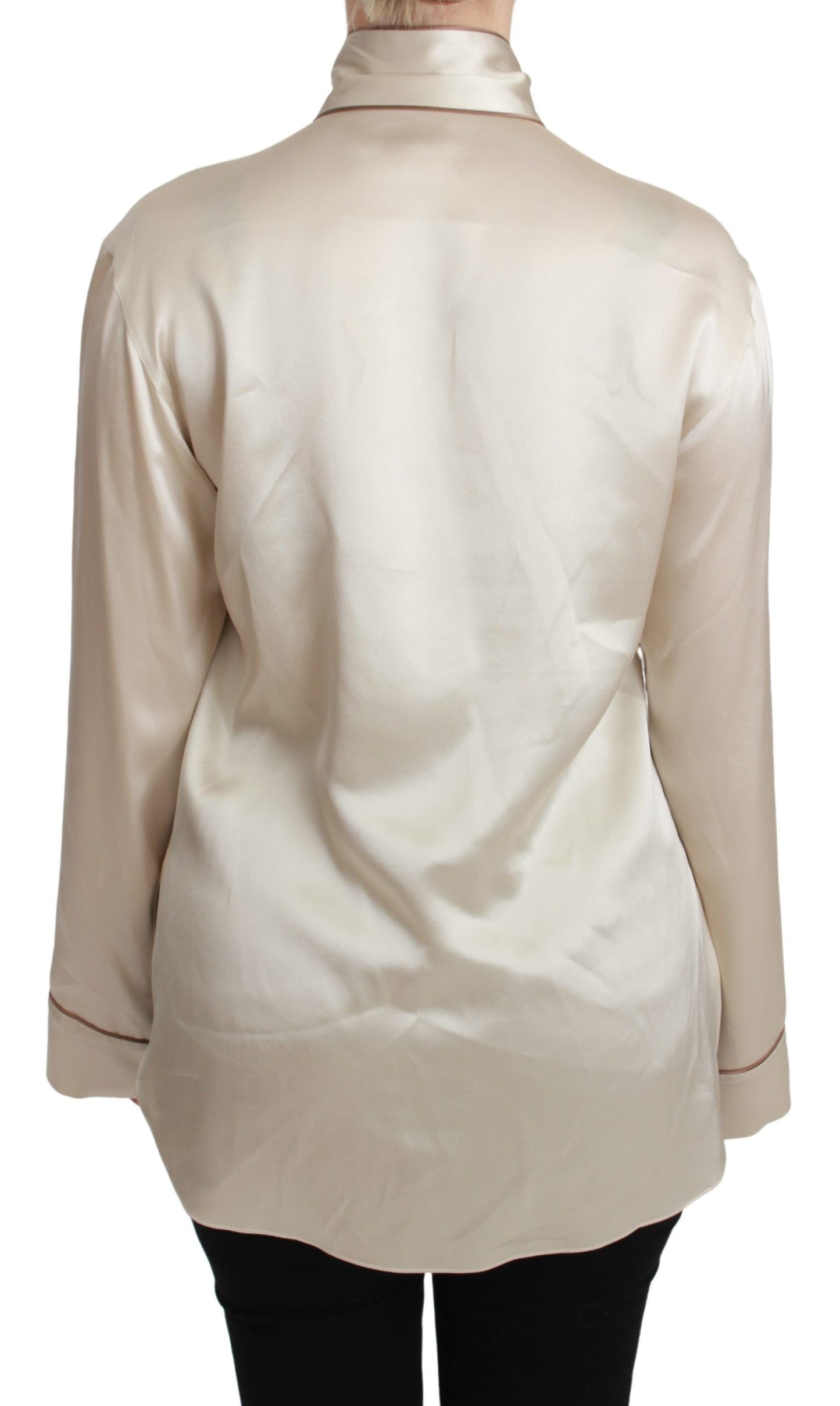 Dolce &amp; Gabbana Blouse en satin de soie Queen à manches beiges