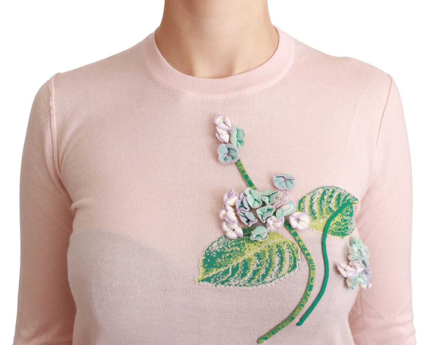 Dolce &amp; Gabbana Pull en cachemire et soie fleuri rose