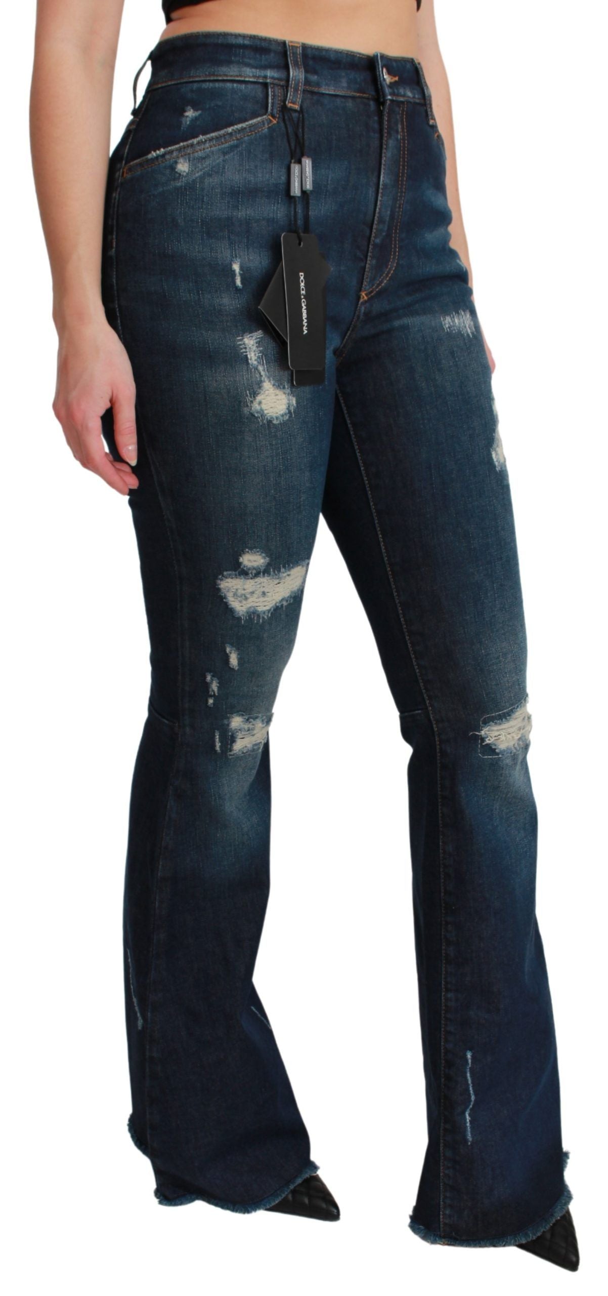 Dolce &amp; Gabbana Jean évasé en coton stretch bleu denim