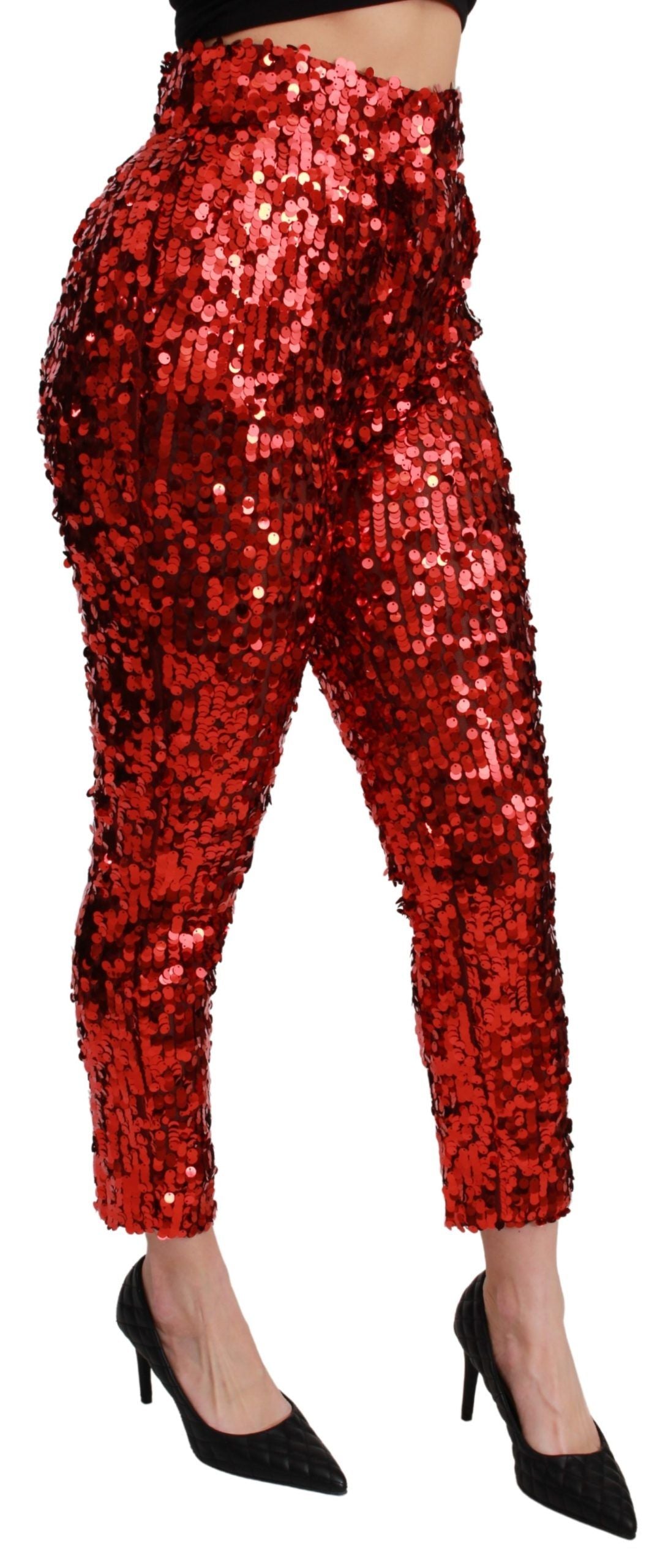 Dolce &amp; Gabbana Pantalon court à paillettes rouge