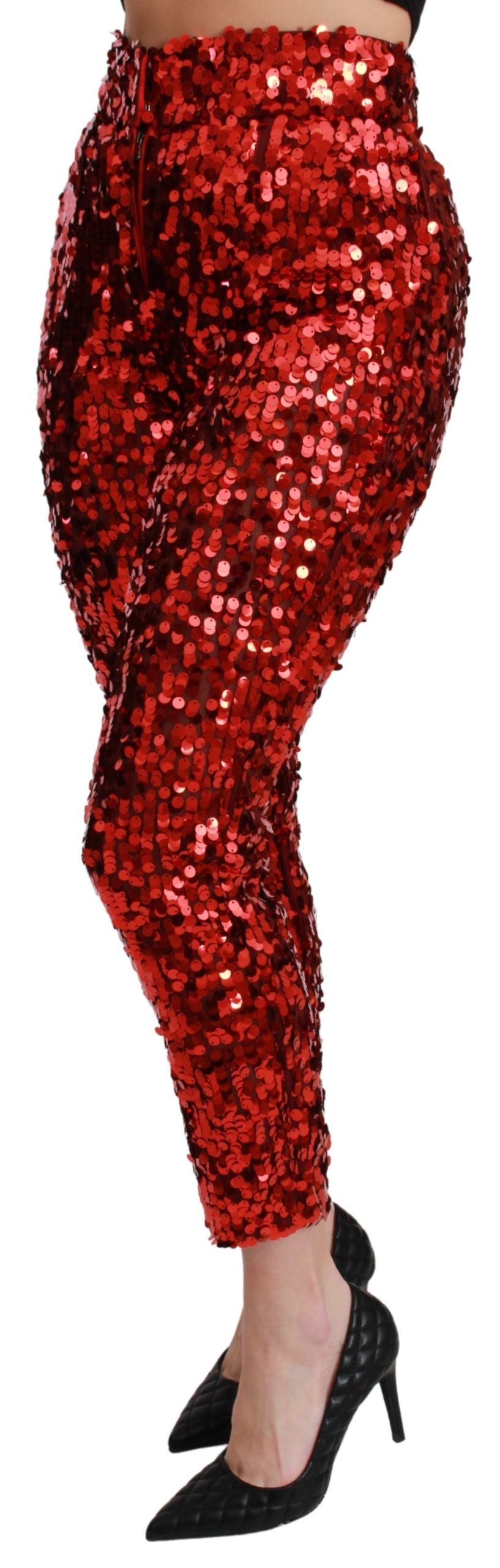 Dolce &amp; Gabbana Pantalon court à paillettes rouge