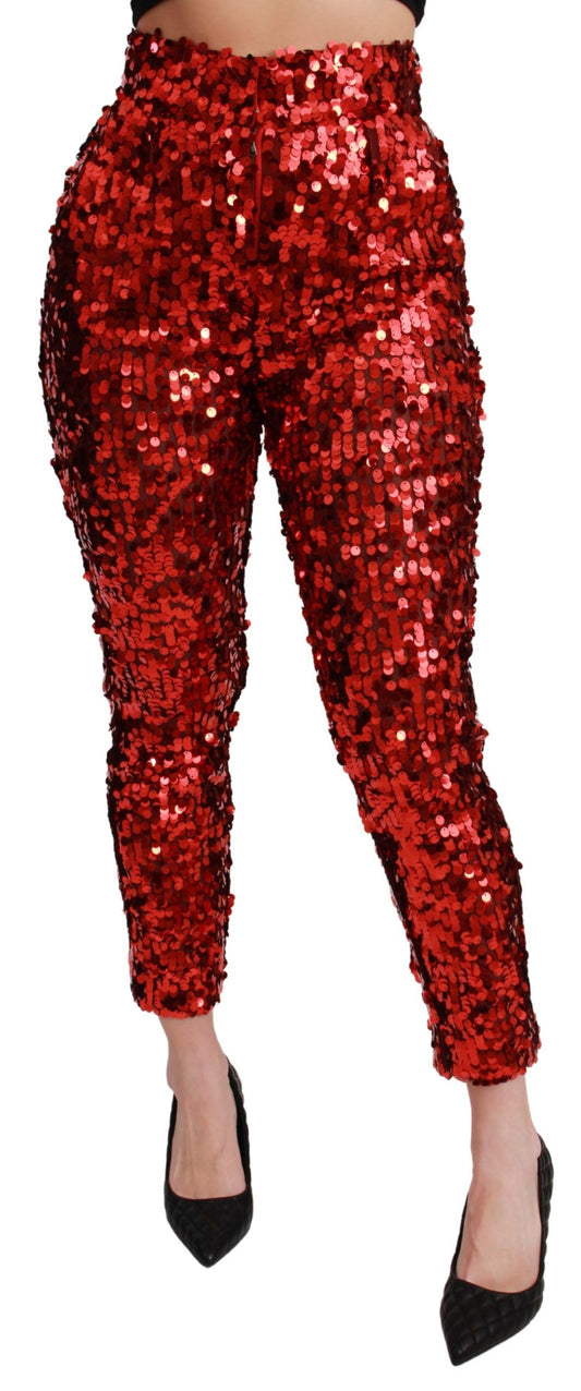 Dolce &amp; Gabbana Pantalon court à paillettes rouge