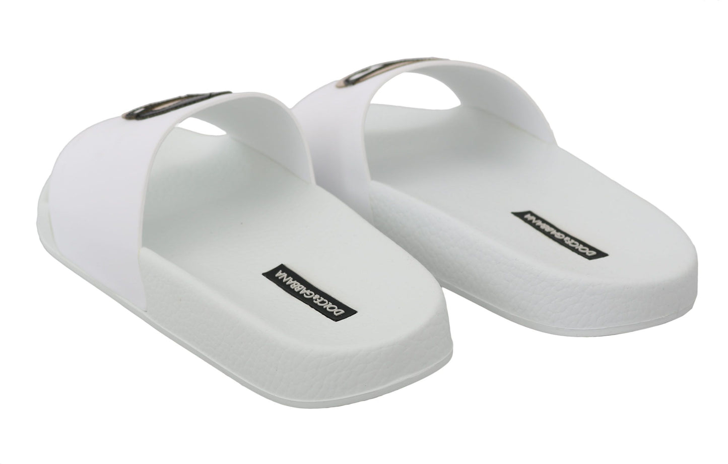 Dolce &amp; Gabbana Cuir Blanc #dgfamily Slides Chaussures Sandales