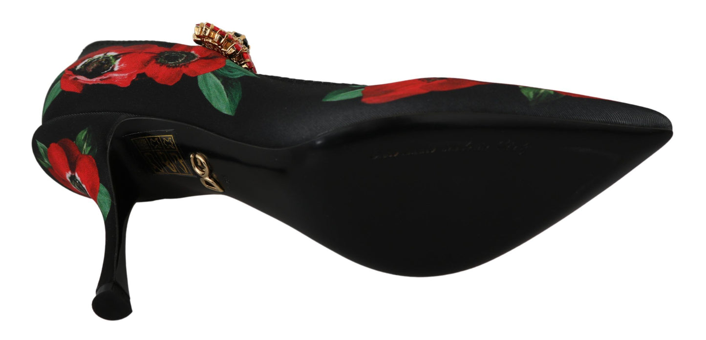 Dolce &amp; Gabbana Escarpins Mary Janes à fleurs noires et rouges