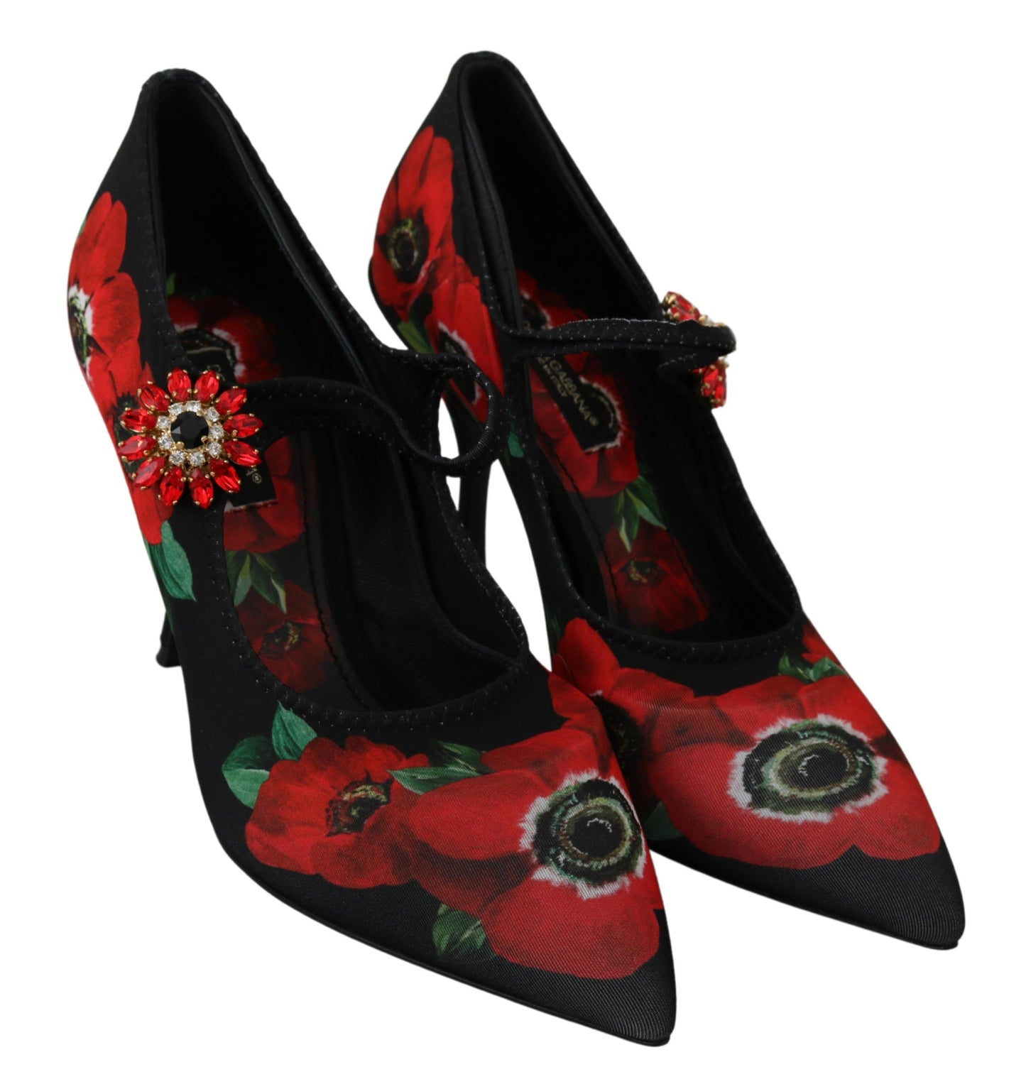 Dolce &amp; Gabbana Escarpins Mary Janes à fleurs noires et rouges