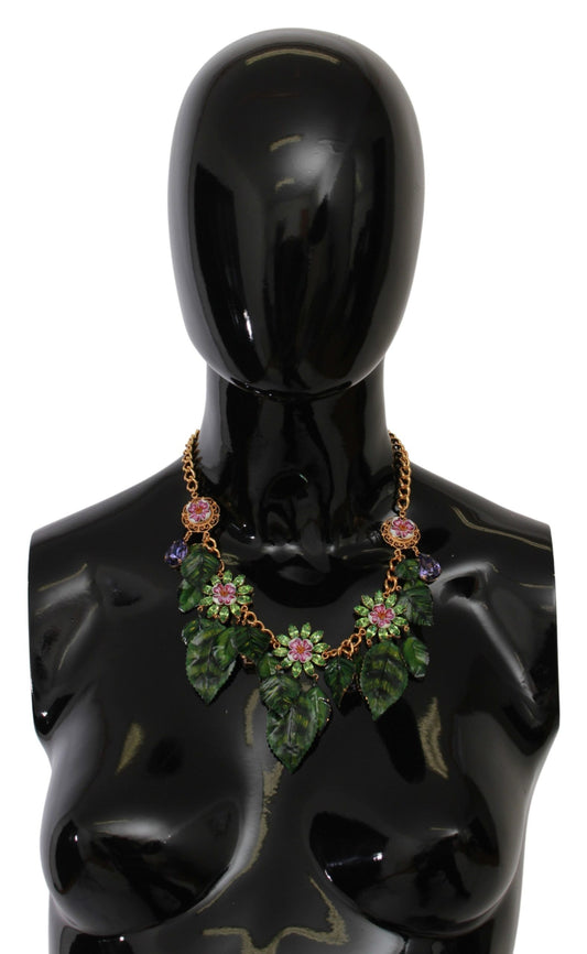 Collier tendance en laiton doré à breloque en cristal floral Dolce &amp; Gabbana