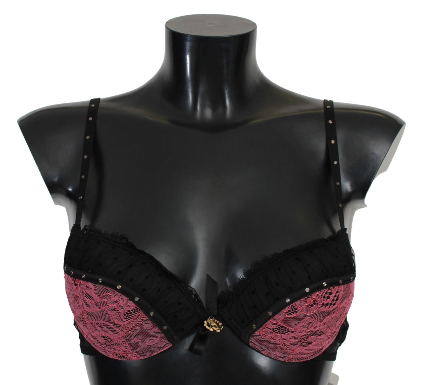 Roberto Cavalli Schwarz-Rosa Spitzen-Push-up-BH-Unterwäsche