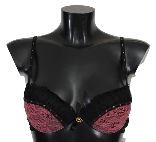 Roberto Cavalli Sous-vêtements soutien-gorge push-up en dentelle rose noir