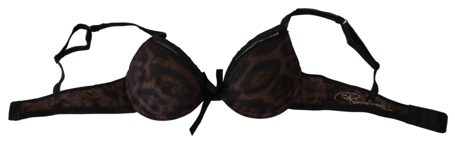 Roberto Cavalli Sous-vêtements soutien-gorge push-up en nylon léopard noir