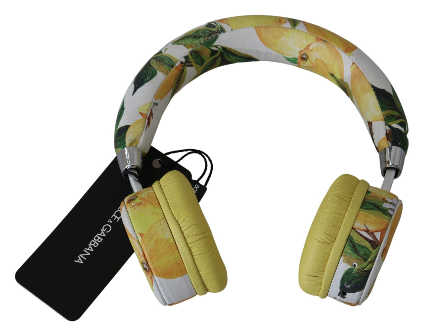 Dolce &amp; Gabbana Weiß-Gelb-Zitronen-Print-Headset-Kopfhörer