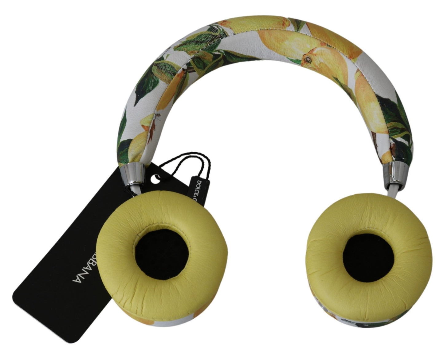 Dolce &amp; Gabbana Weiß-Gelb-Zitronen-Print-Headset-Kopfhörer