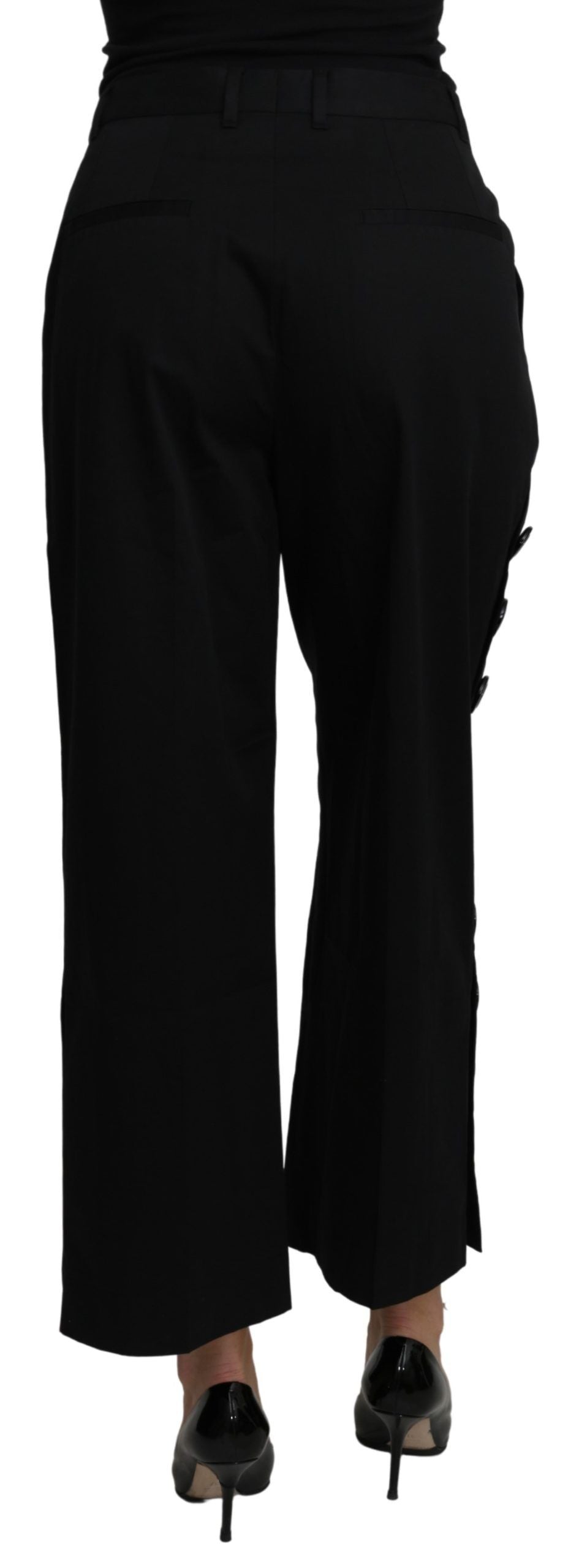 Dolce &amp; Gabbana Pantalon court taille haute en coton stretch noir