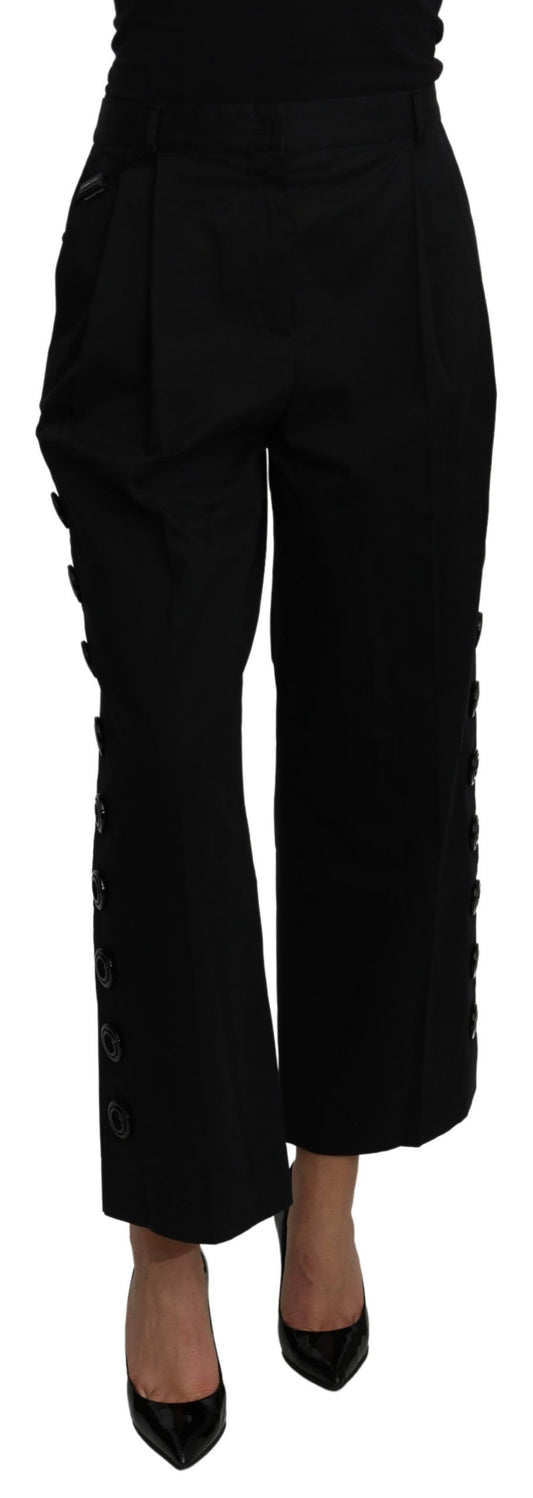 Dolce &amp; Gabbana Pantalon court taille haute en coton stretch noir