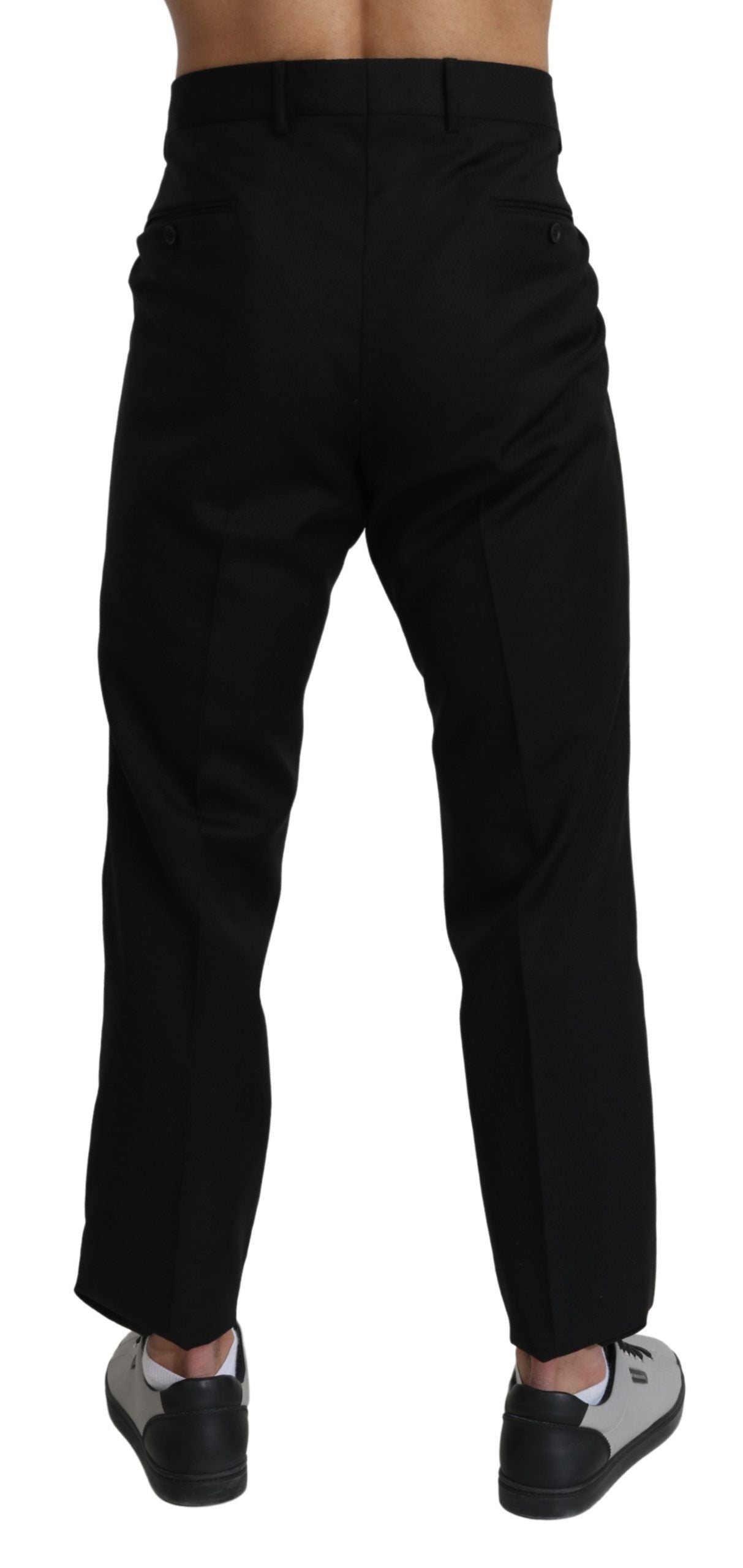 Dolce &amp; Gabbana Pantalon de costume formel en laine de coton noir