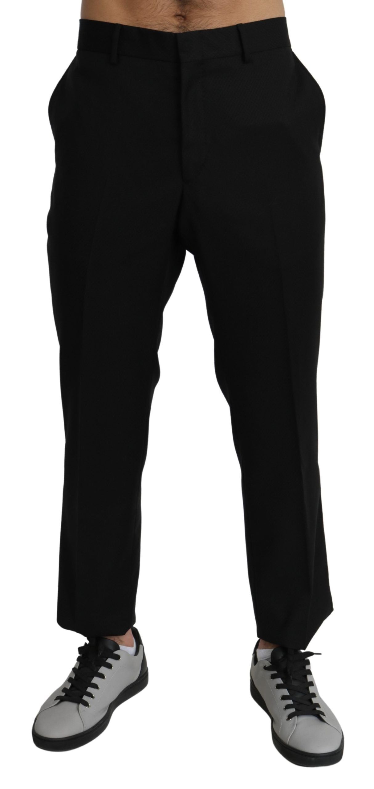 Dolce &amp; Gabbana Pantalon de costume formel en laine de coton noir