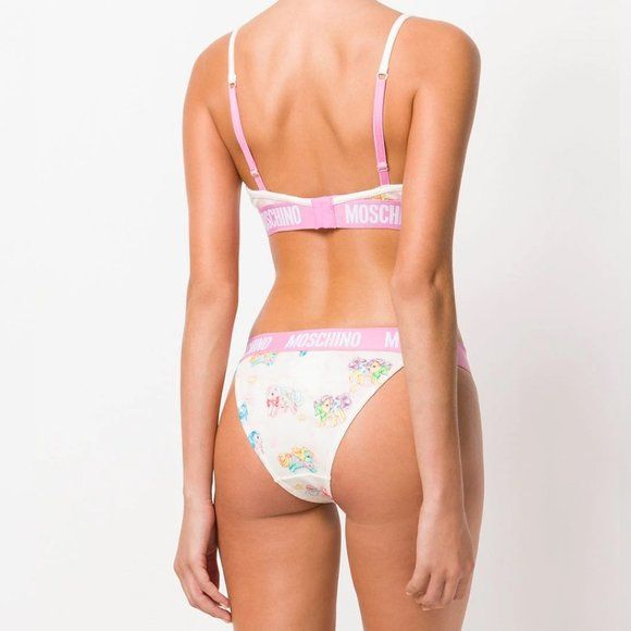 Moschino blanc My Little Pony soutien-gorge slip ensemble bikini deux pièces