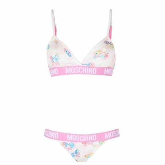 Moschino blanc My Little Pony soutien-gorge slip ensemble bikini deux pièces