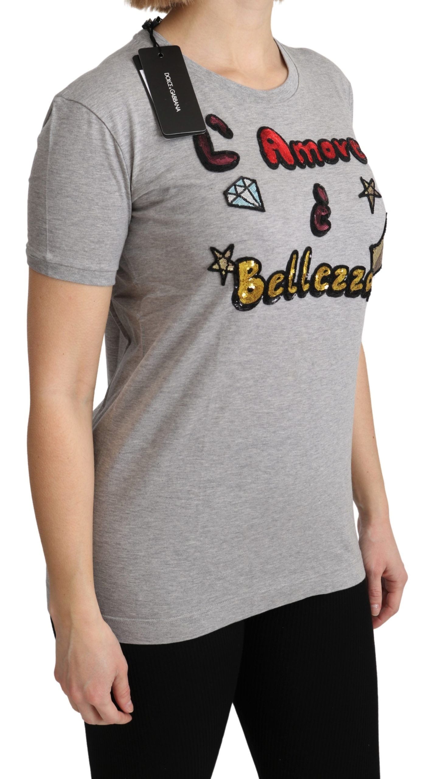 Dolce &amp; Gabbana T-shirt haut Amore e Bellezza en coton gris