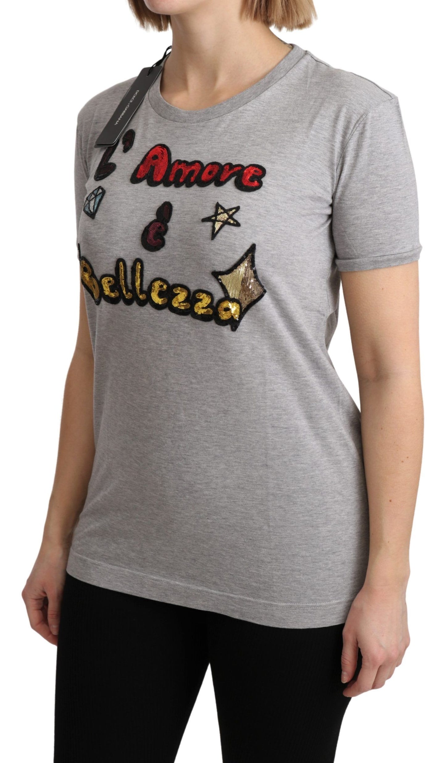 Dolce &amp; Gabbana T-shirt haut Amore e Bellezza en coton gris