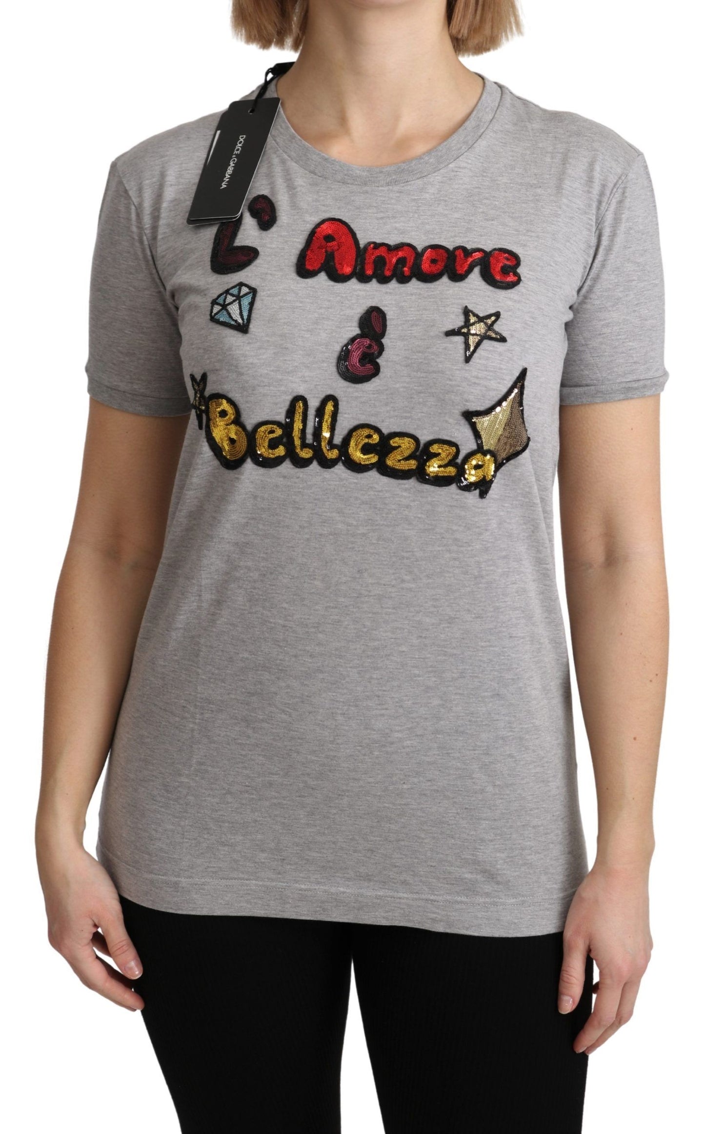 Dolce &amp; Gabbana T-shirt haut Amore e Bellezza en coton gris