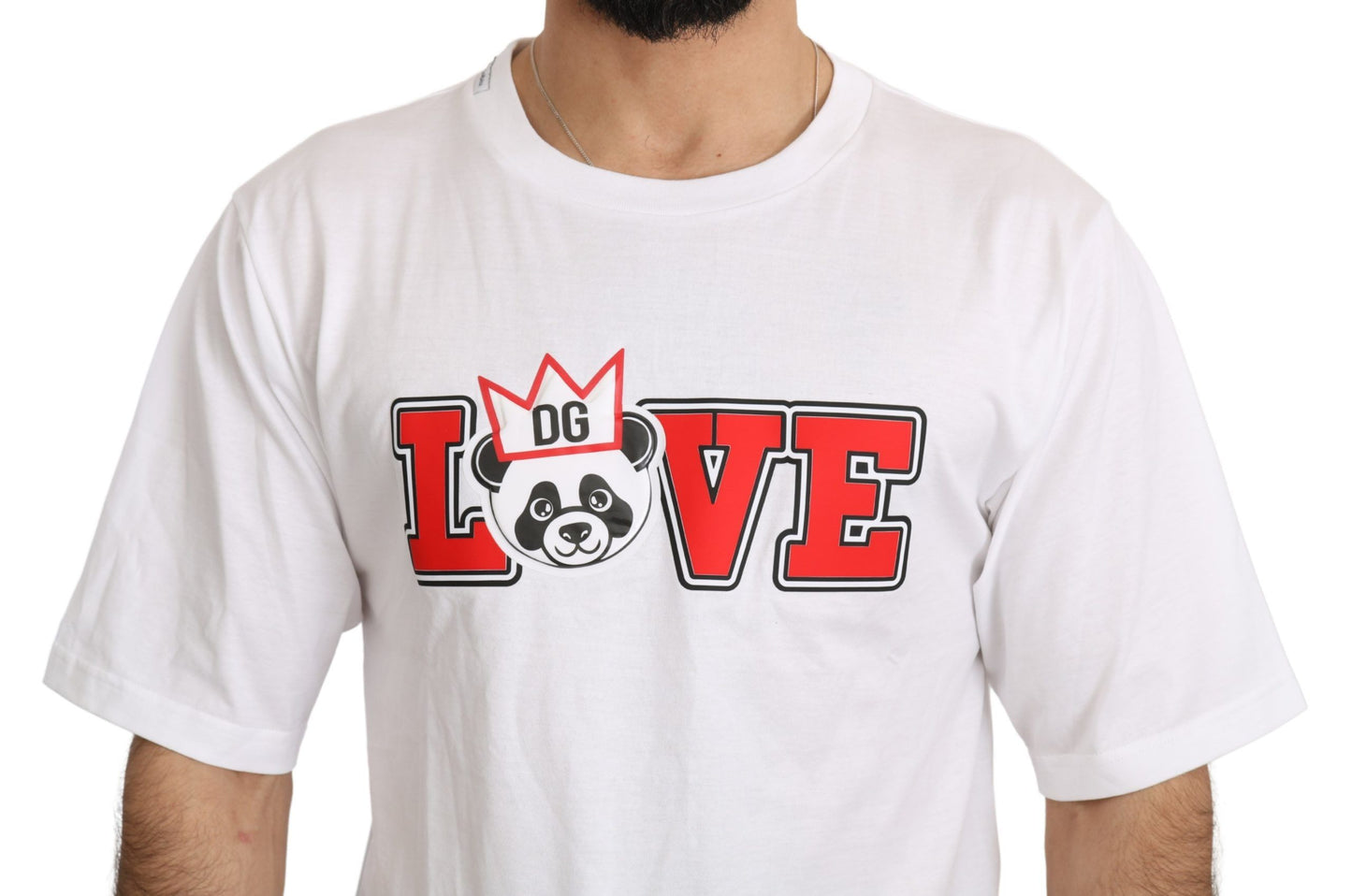 Dolce &amp; Gabbana Weißes T-Shirt mit „Love Panda“-Aufdruck