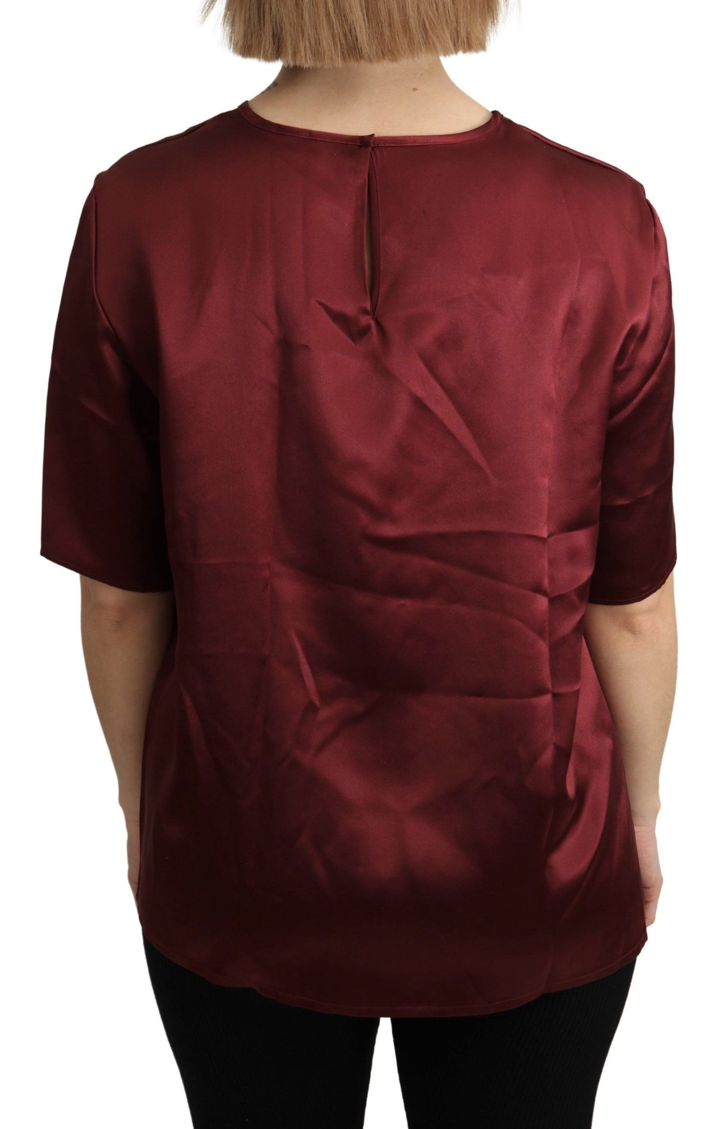 Dolce &amp; Gabbana Bordeaux Blouse à col rond Haut en soie