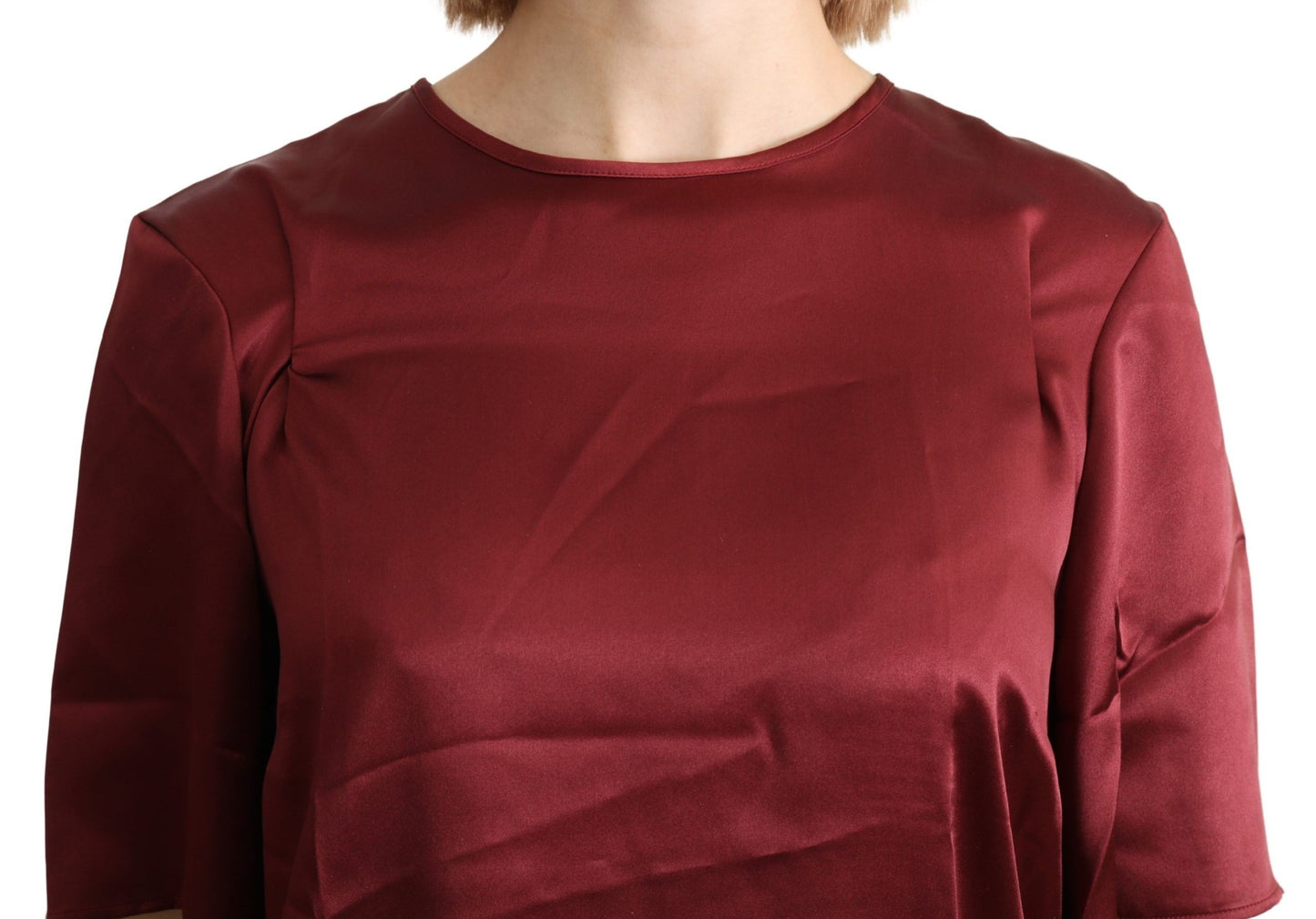 Dolce &amp; Gabbana Bordeaux Blouse à col rond Haut en soie