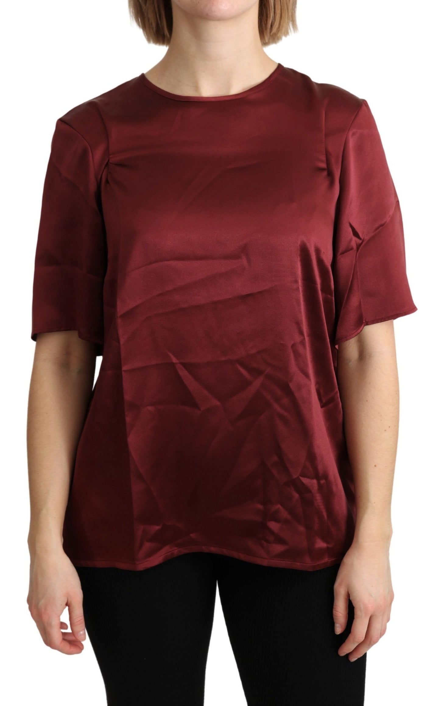 Dolce &amp; Gabbana Bordeaux Blouse à col rond Haut en soie