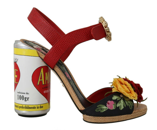 Mehrfarbige AMORE-Sandalen mit zylindrischen Absätzen und Blumenverzierung von Dolce &amp; Gabbana