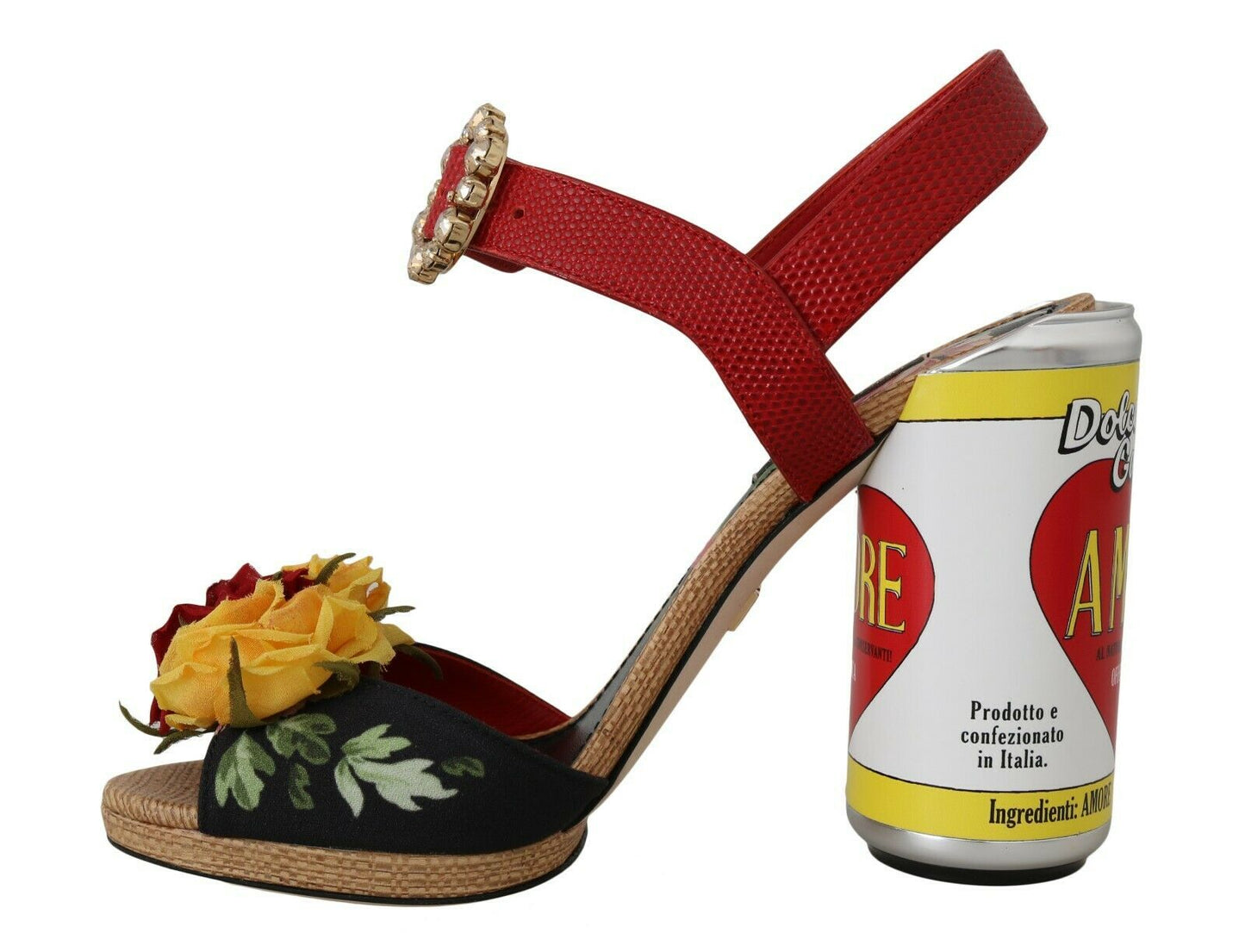 Mehrfarbige AMORE-Sandalen mit zylindrischen Absätzen und Blumenverzierung von Dolce &amp; Gabbana