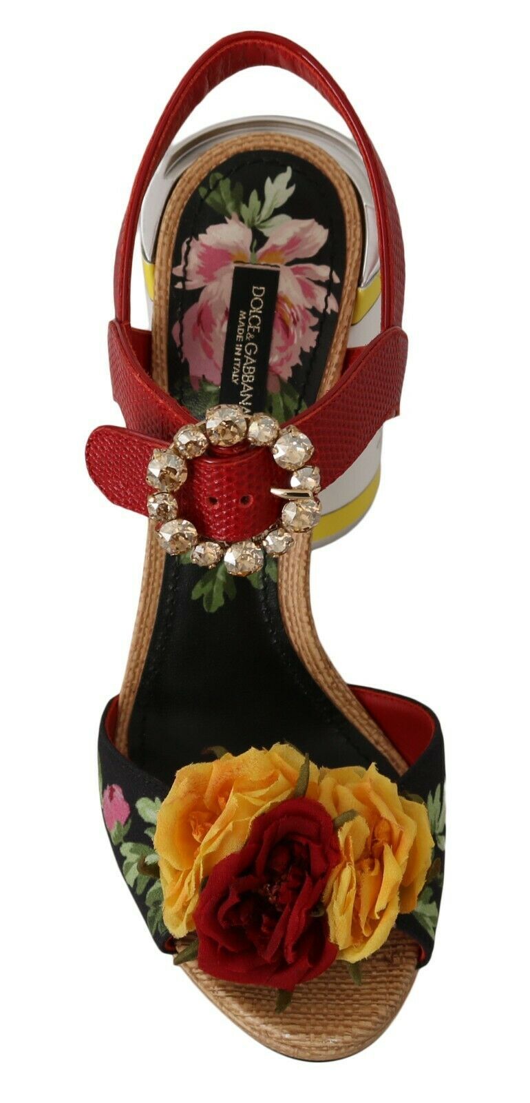 Mehrfarbige AMORE-Sandalen mit zylindrischen Absätzen und Blumenverzierung von Dolce &amp; Gabbana