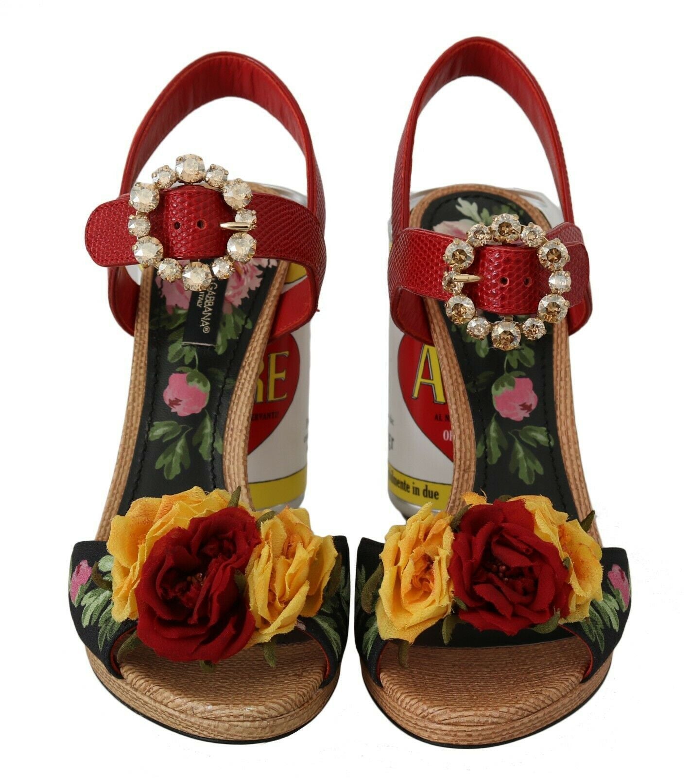 Dolce &amp; Gabbana Sandales AMORE à talons cylindriques à ornements floraux multicolores