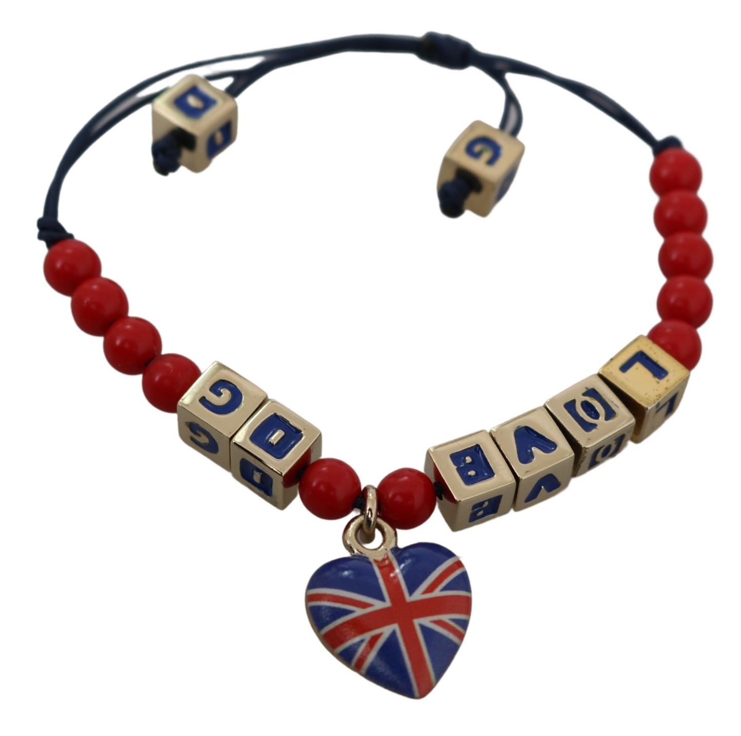 Dolce &amp; Gabbana Bracelet de marque avec drapeau rouge et bleu perlé DG LOVES LONDON