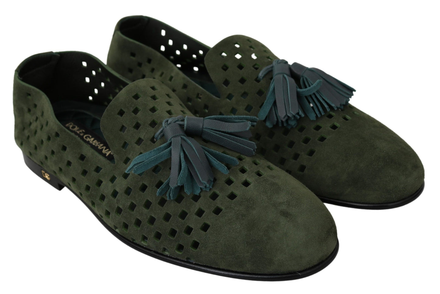 Dolce &amp; Gabbana Pantoufles respirantes en daim vert Chaussures mocassins