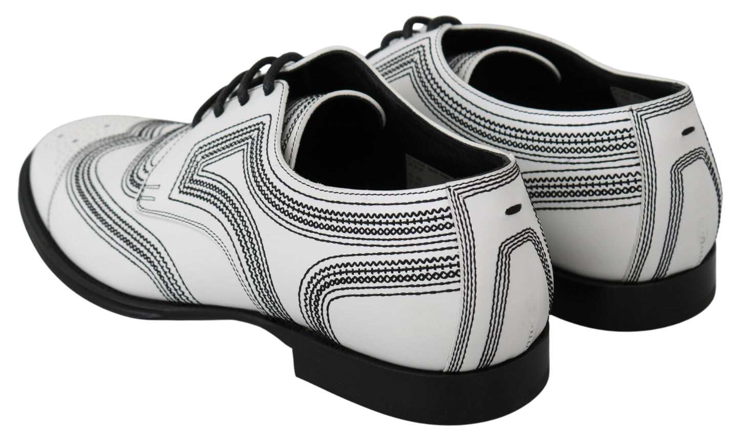 Dolce &amp; Gabbana Derby en cuir blanc Chaussures formelles en dentelle noire