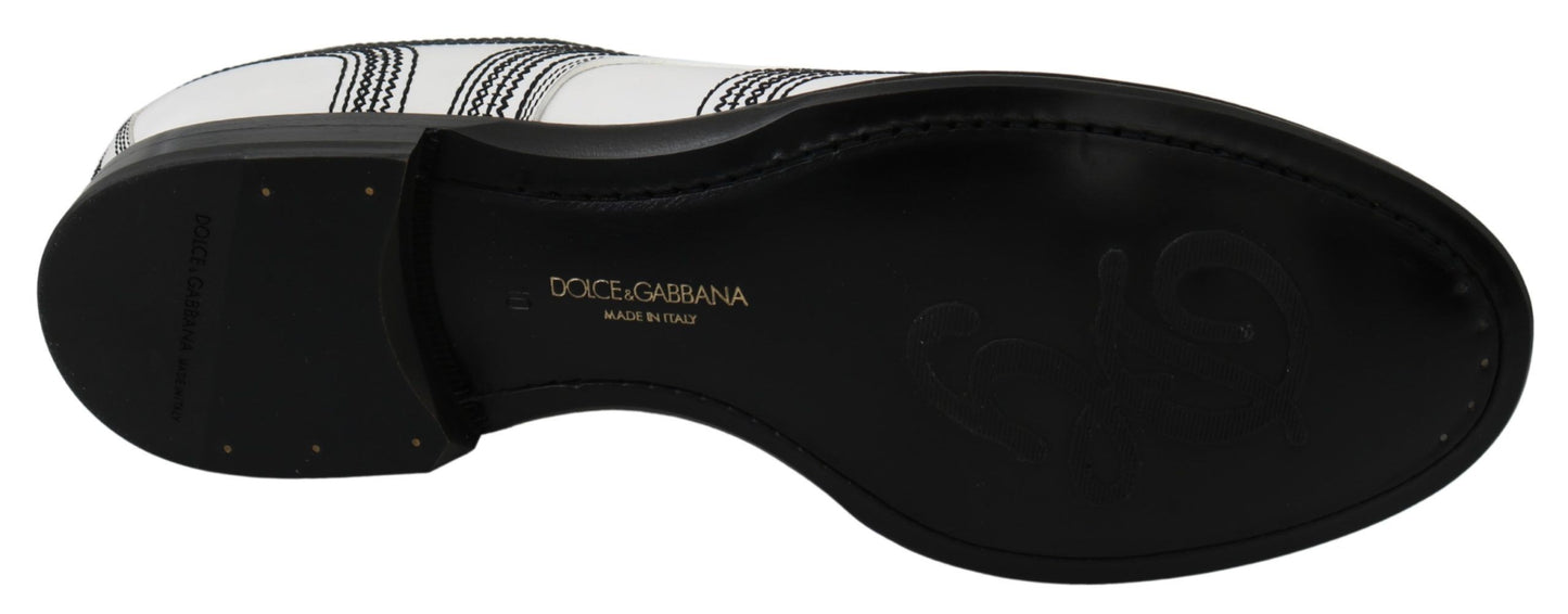 Dolce &amp; Gabbana Derby en cuir blanc Chaussures formelles en dentelle noire