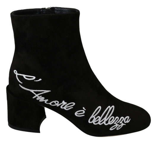 Dolce &amp; Gabbana Chaussures Bottes L'Amore E'Bellezza En Daim Noir