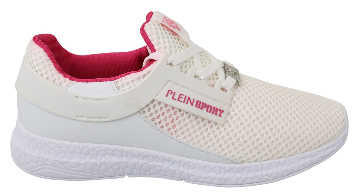 Philipp Plein Weiß Rosa Polyester Becky Sneakers Schuhe