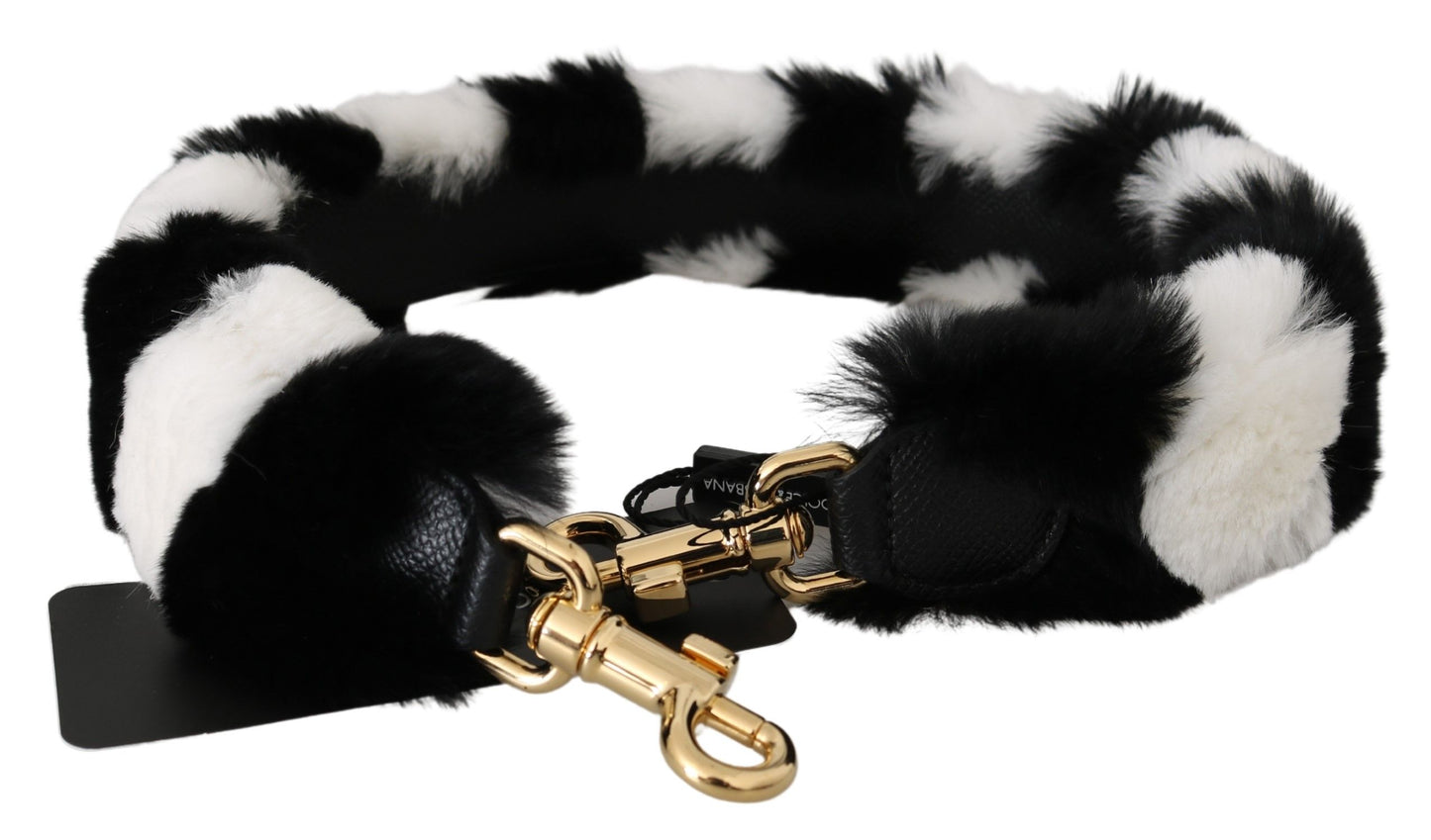 Dolce &amp; Gabbana Bandoulière accessoire en fourrure de lapin blanc noir