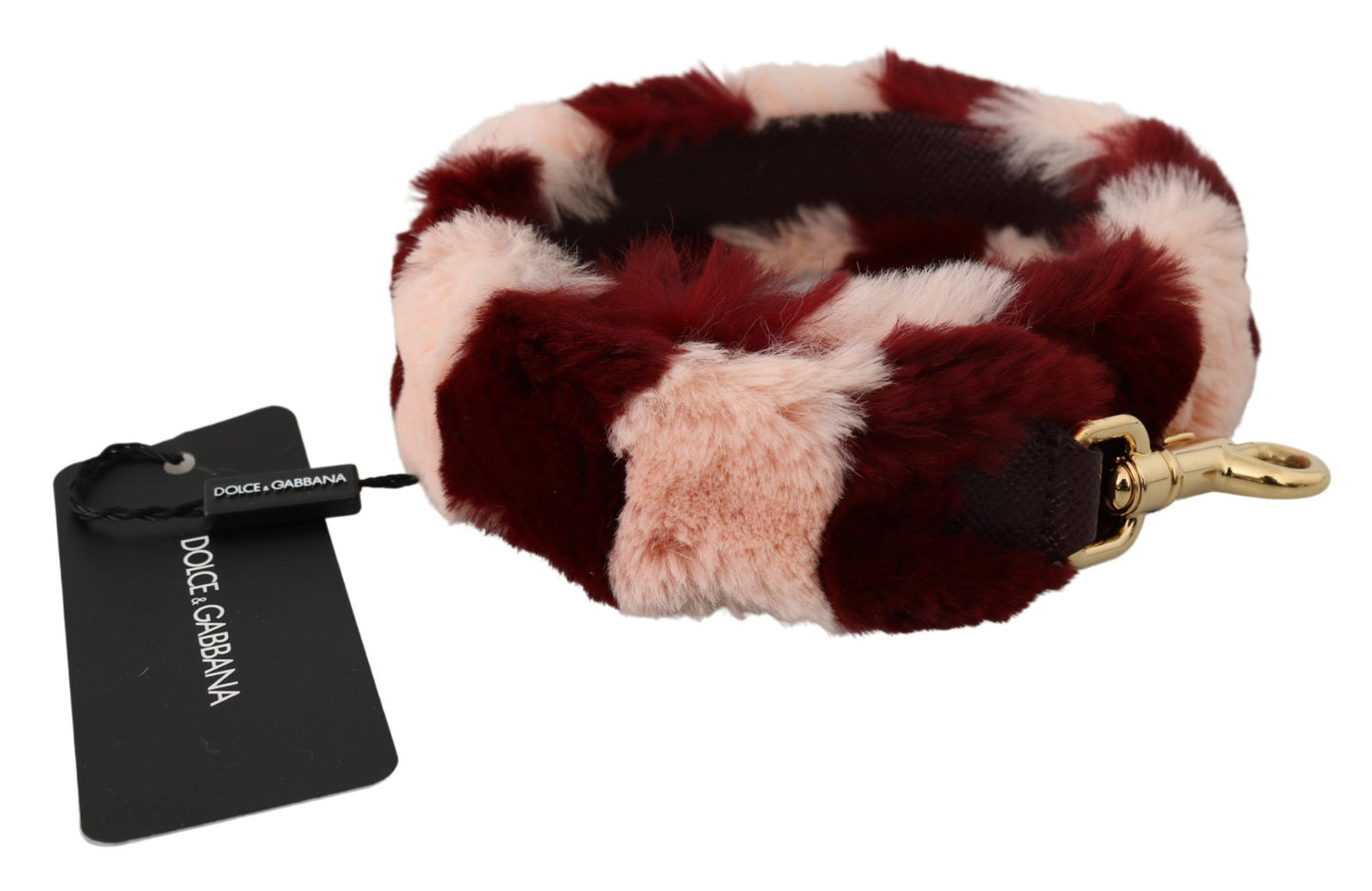 Dolce &amp; Gabbana Pink Red Lapin Fur Accessoire Schultergurt