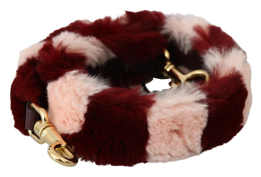 Dolce &amp; Gabbana Pink Red Lapin Fur Accessoire Schultergurt