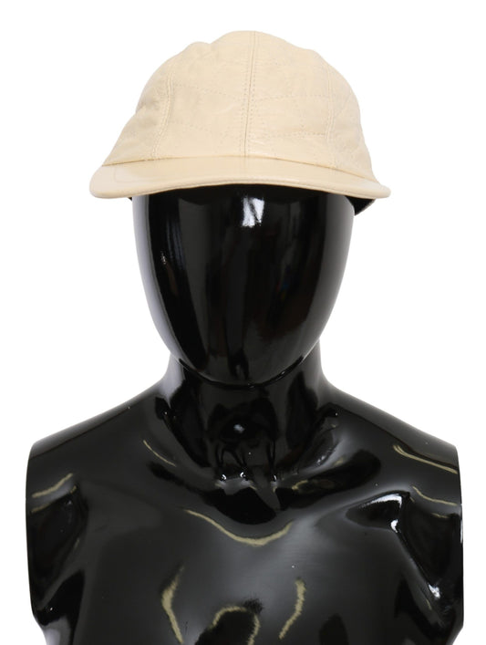 Casquette de baseball 100 % cuir en peau d'agneau blanche Dolce &amp; Gabbana