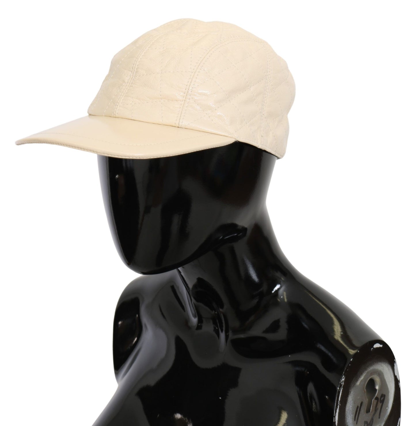 Casquette de baseball 100 % cuir en peau d'agneau blanche Dolce &amp; Gabbana