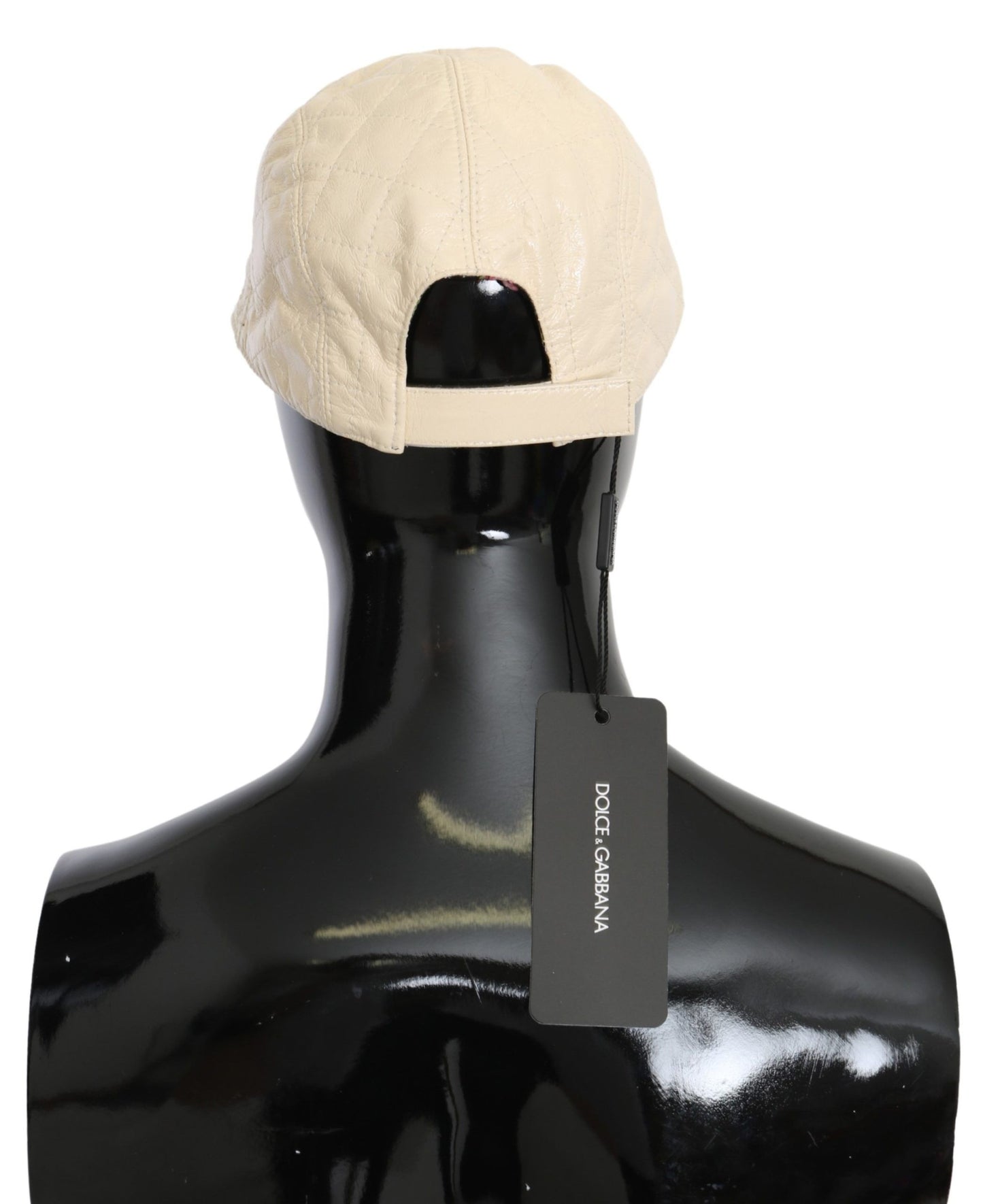 Casquette de baseball 100 % cuir en peau d'agneau blanche Dolce &amp; Gabbana